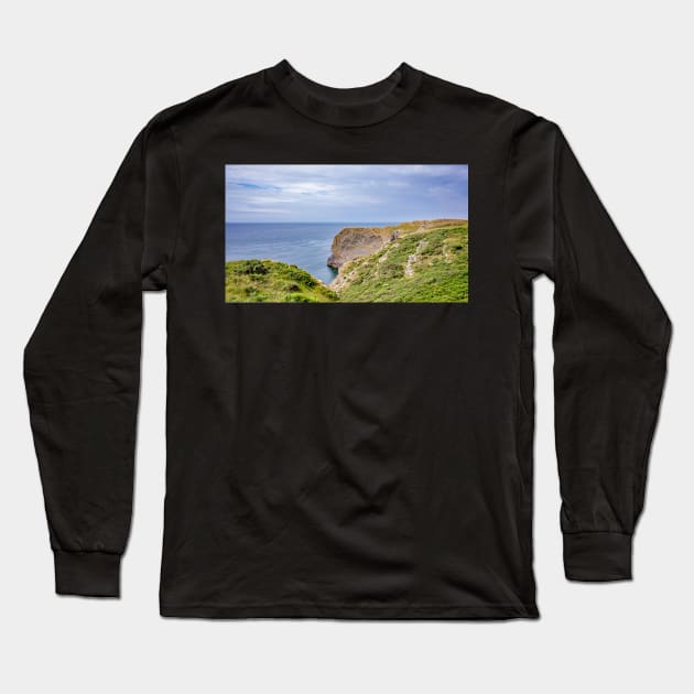 Thurba Head captured from the Welsh Coastal Path Long Sleeve T-Shirt by yackers1